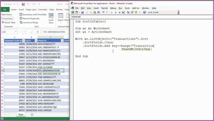 Excel Vba Sort With Header Row