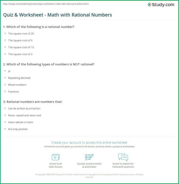 Expressions With Rational Numbers Worksheet