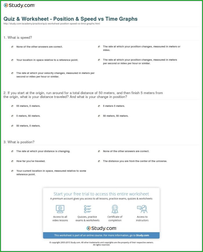 Graphing Velocity Vs Time Worksheet Answers