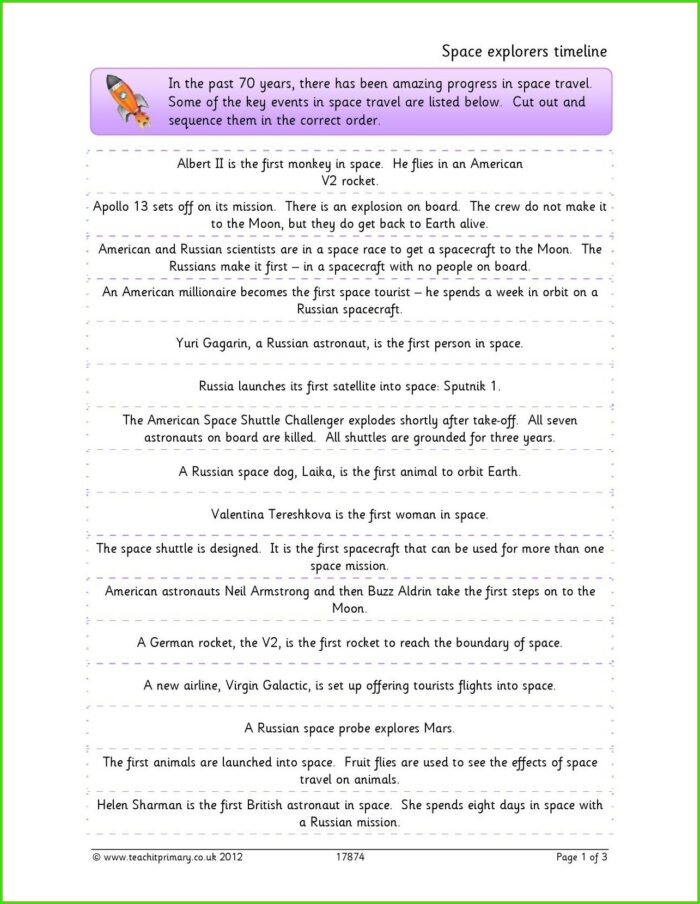 History Of Space Exploration Timeline Worksheet Answers