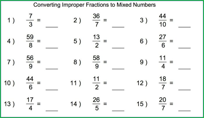 Improper To Mixed Number Worksheet