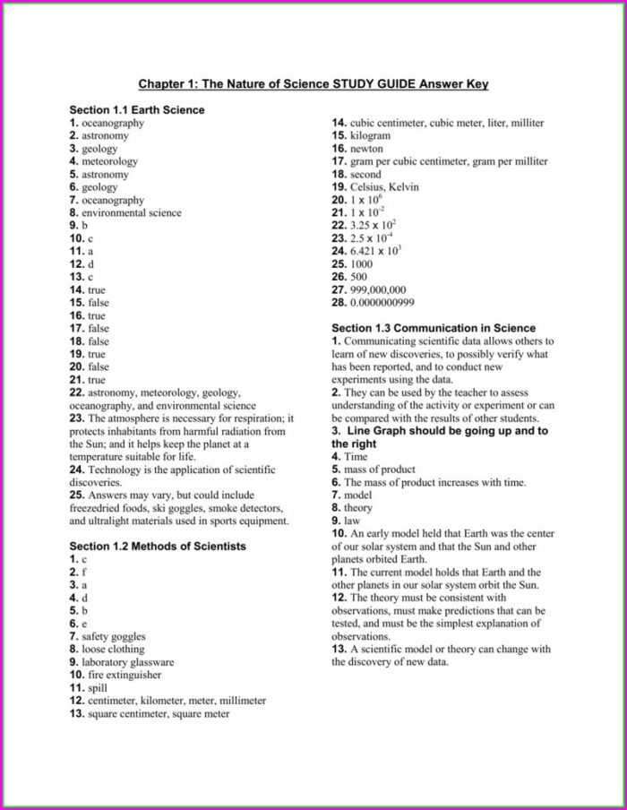 Introduction To Earth Science Worksheet Answers