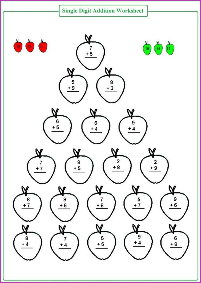 Math Addition Worksheets Single Digit