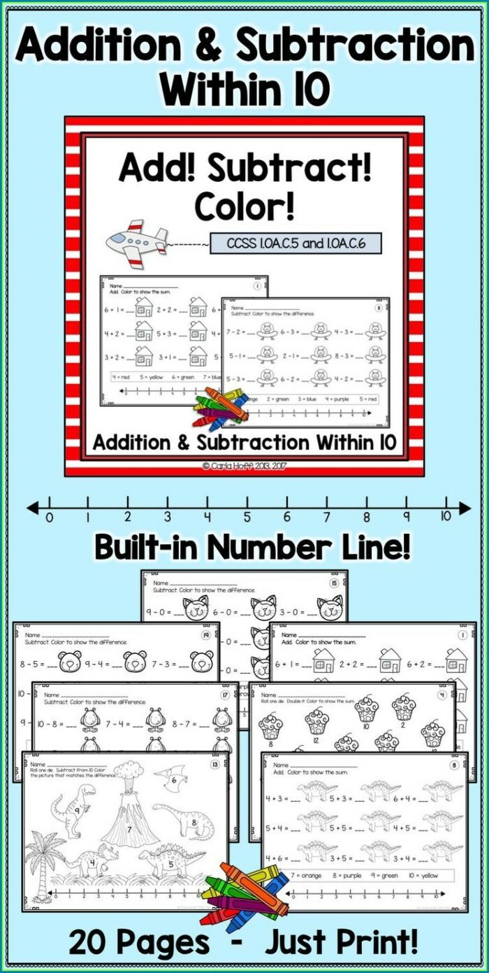 Math Addition Worksheets With Number Lines