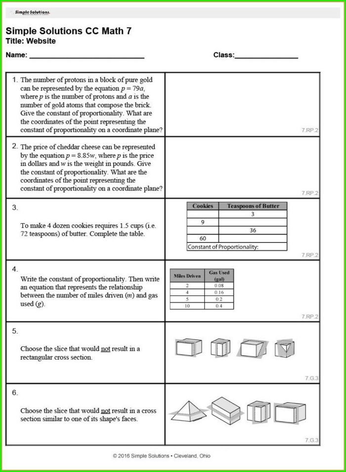 Math Worksheet Generator Common Core