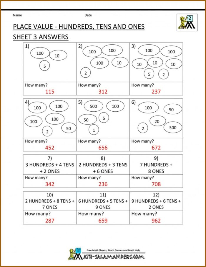 Math Worksheet Place Value Expanded Form
