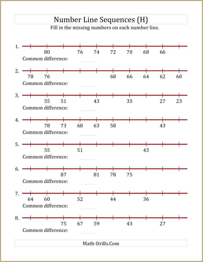 Math Worksheet With Missing Numbers