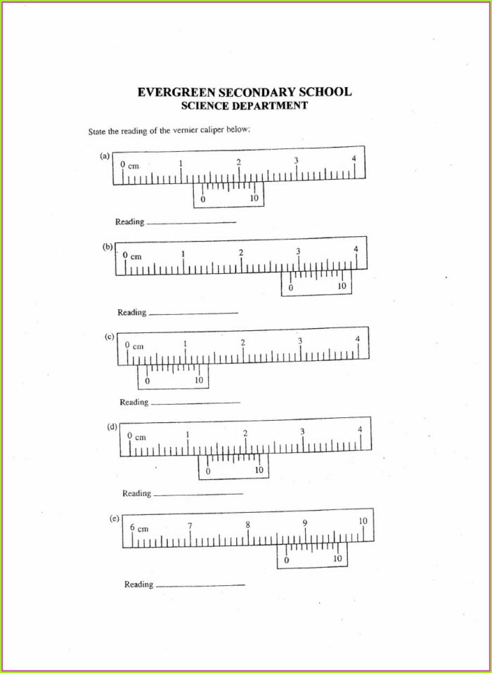 Micrometer Reading Worksheet With Answers