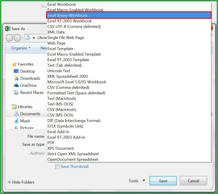 Microsoft Excel Binary Worksheet Xlsb