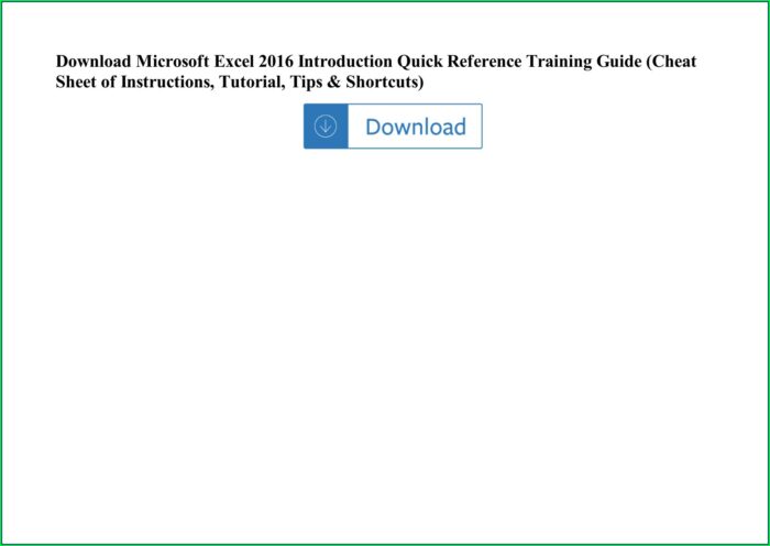 Microsoft Excel Cheat Sheet 2016