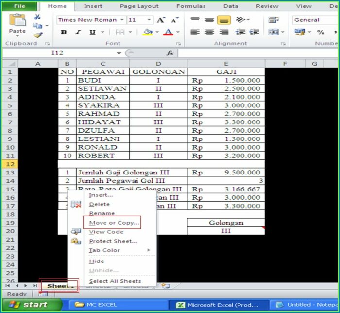Microsoft Excel Sheet Format