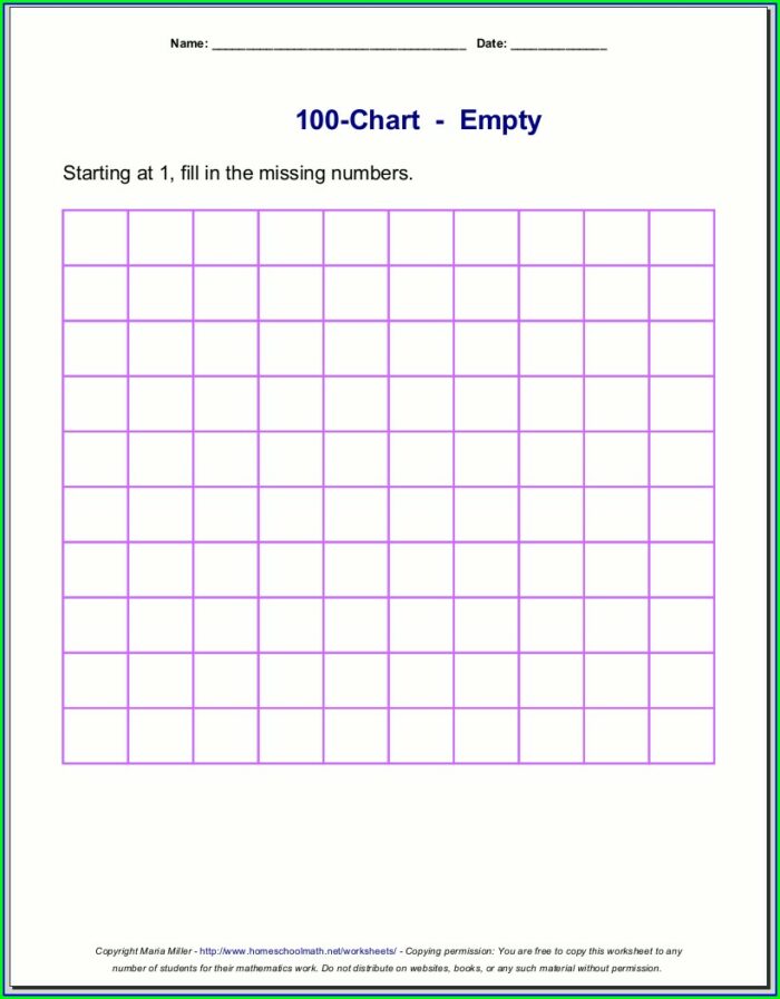 Missing Numbers Worksheet Up To 100