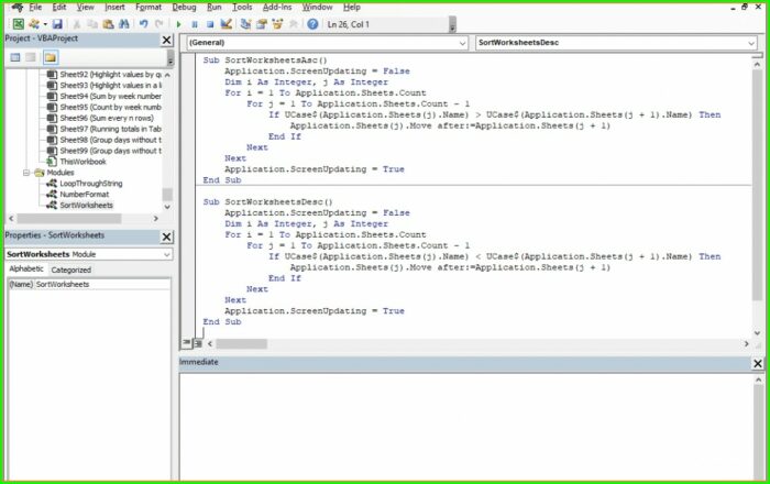 Ms Excel Vba Sort Worksheets