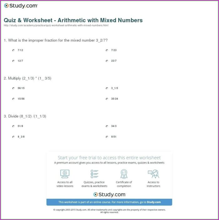 Multiplying Mixed Numbers Worksheet And Answers