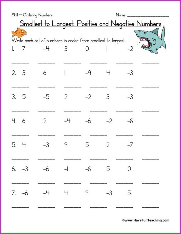 Negative Numbers Worksheet Year 7 Pdf