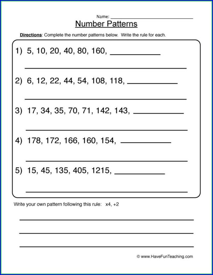 Number Patterns In Nature Worksheet