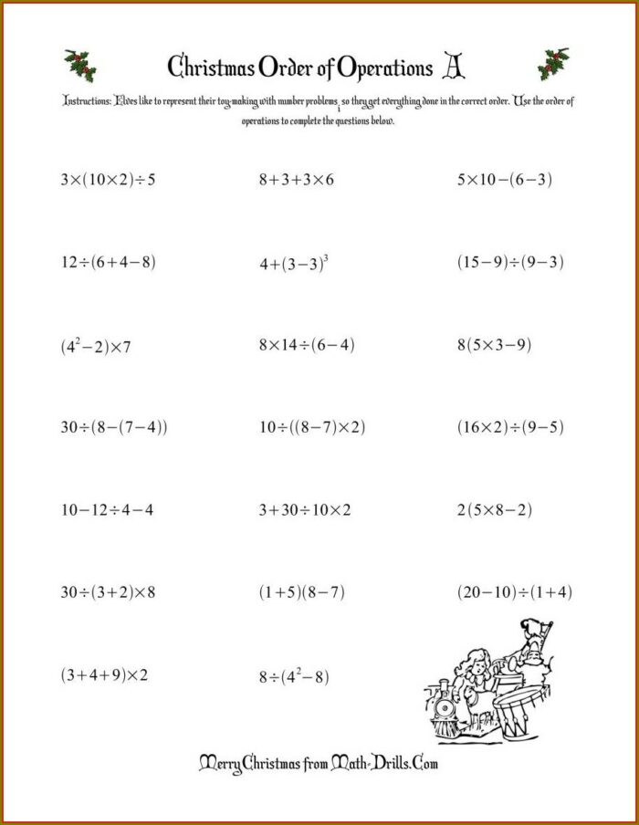 Order Of Operations With Exponents Worksheet Pdf With Answers