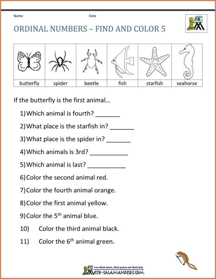 Ordinal Numbers Dates Exercises Pdf