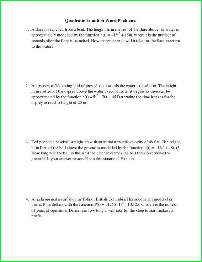 Quadratic Word Problems Worksheet Answers The Empire State Building