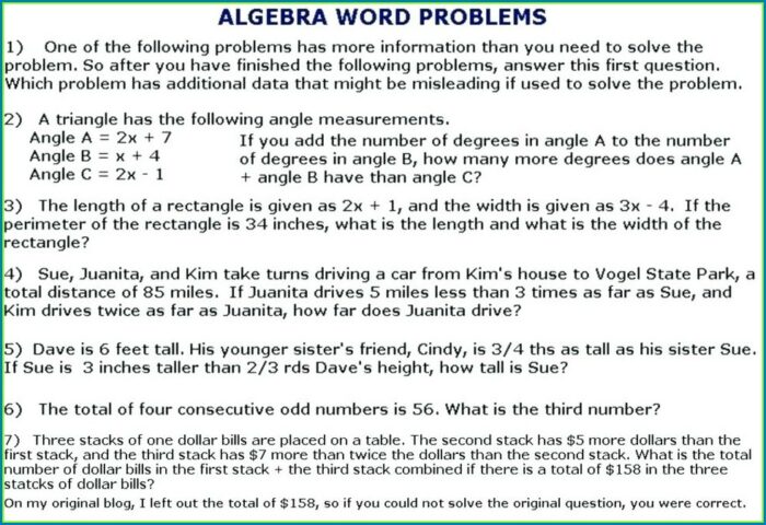 Quadratic Word Problems Worksheet With Answers Pdf