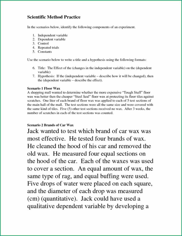Scientific Method And Reasoning Worksheet Answers