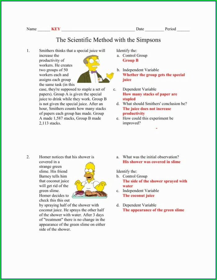 Scientific Method And Variables Worksheet