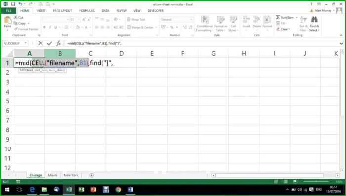 Sheet Name In Excel Cell