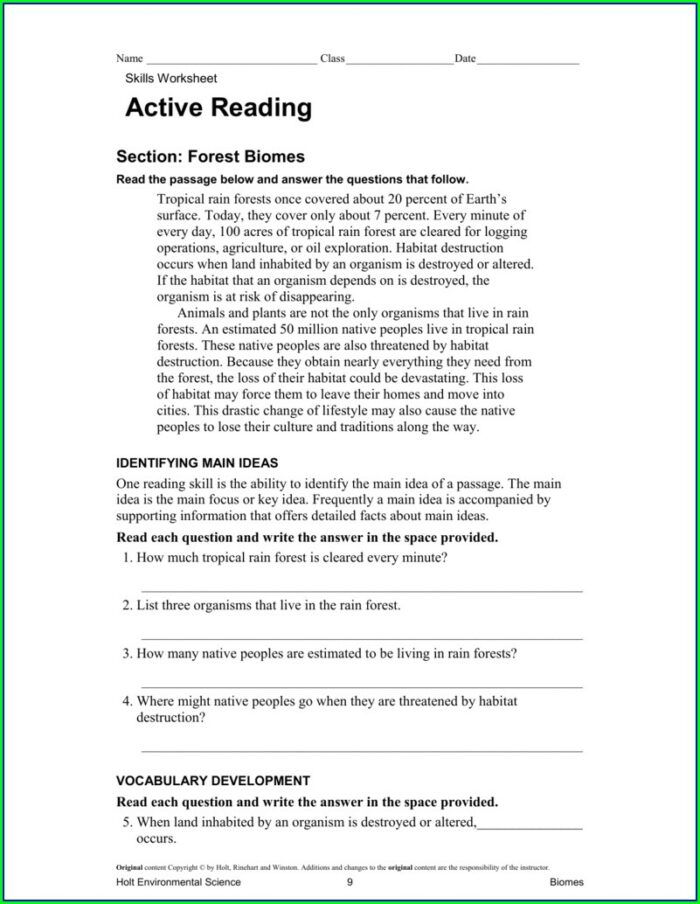 Skills Worksheet Map Skills Biomes