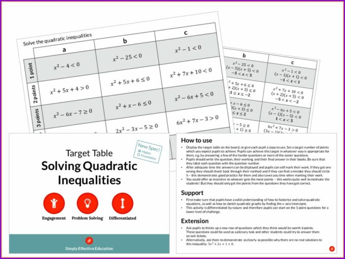 Solving Inequalities Worksheet Differentiated