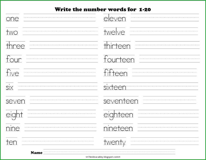 Spelling Numbers Worksheet Pdf