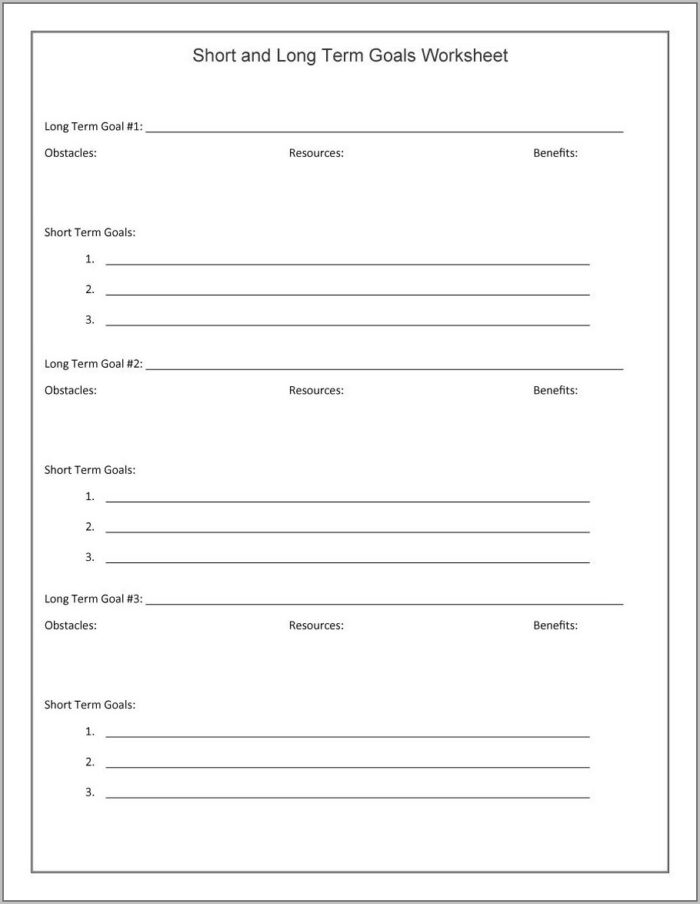 Spreadsheet Goal Setting Template Excel