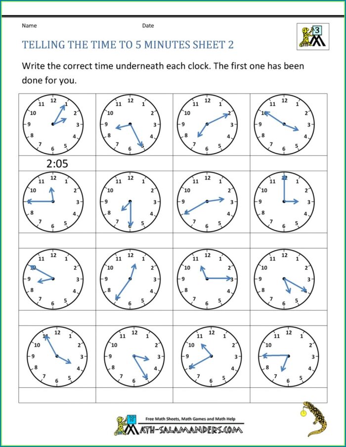 Telling Time Using Analog Clock Worksheet