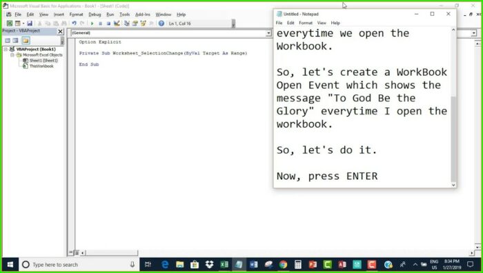 Vba On Worksheet Open Event