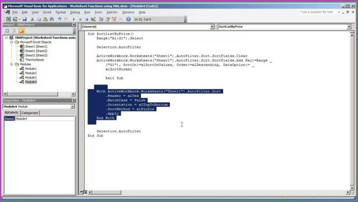 Vba Worksheet Function Sort