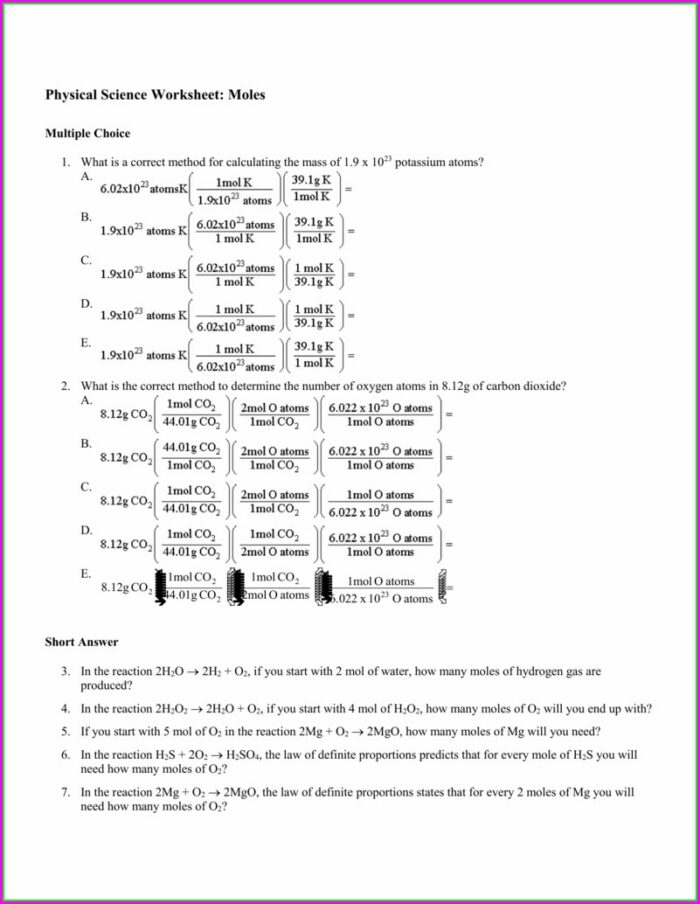 What Is Physical Science Worksheet