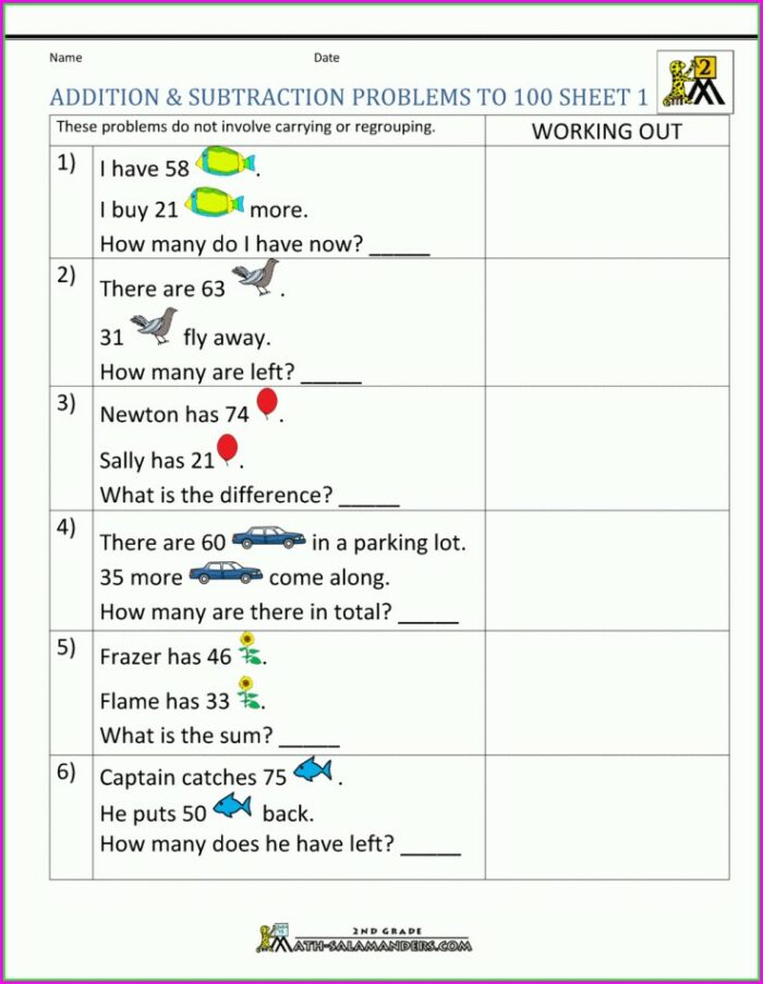 Worksheet Word Problems Addition And Subtraction