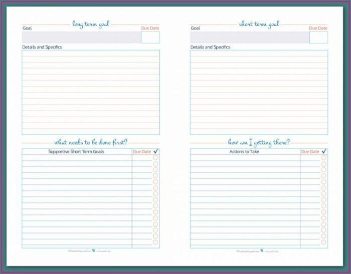 Writing Goal Setting Worksheet