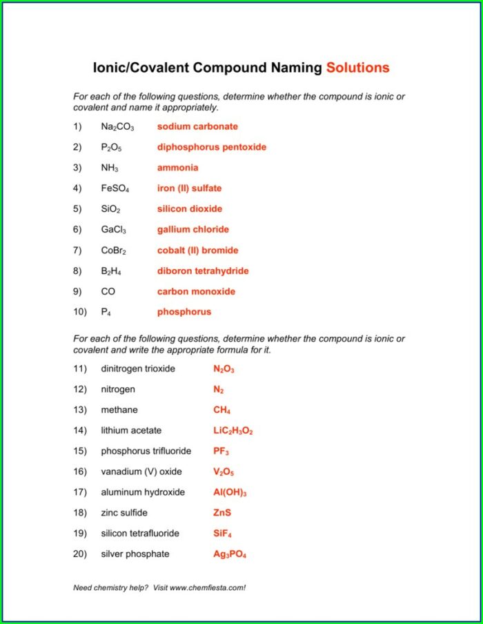 Writing Ionic And Covalent Compounds Worksheet