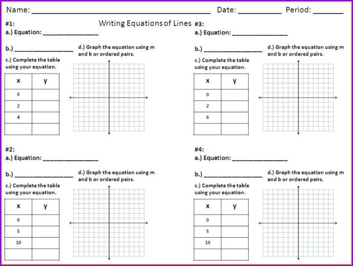 Writing Linear Equations From Graphs Worksheet Pdf