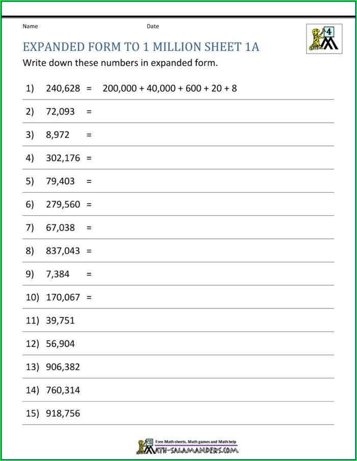 Writing Numbers In Digits Worksheets