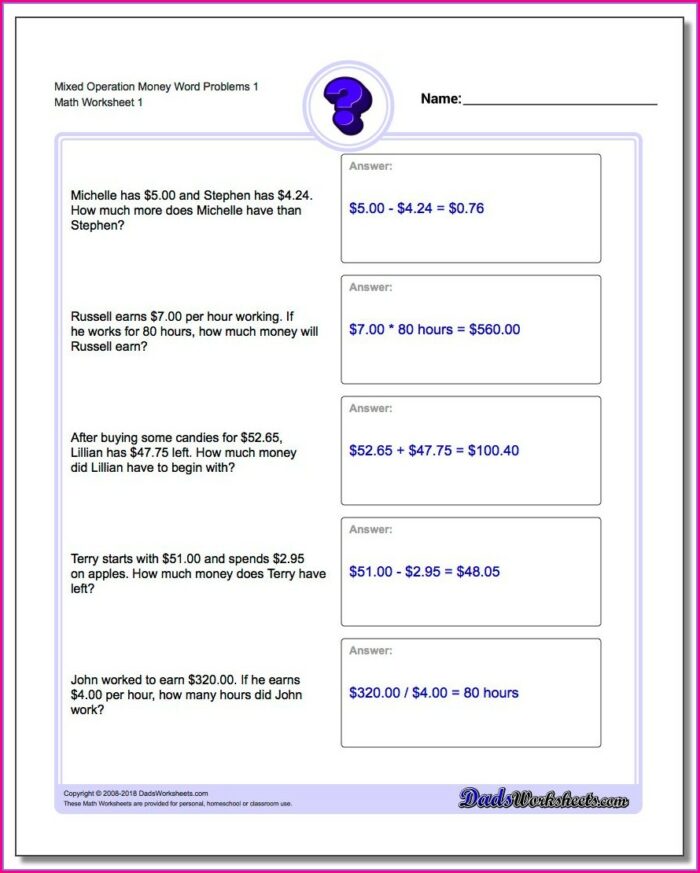 5th Grade Multiplying Mixed Numbers Word Problems Worksheet