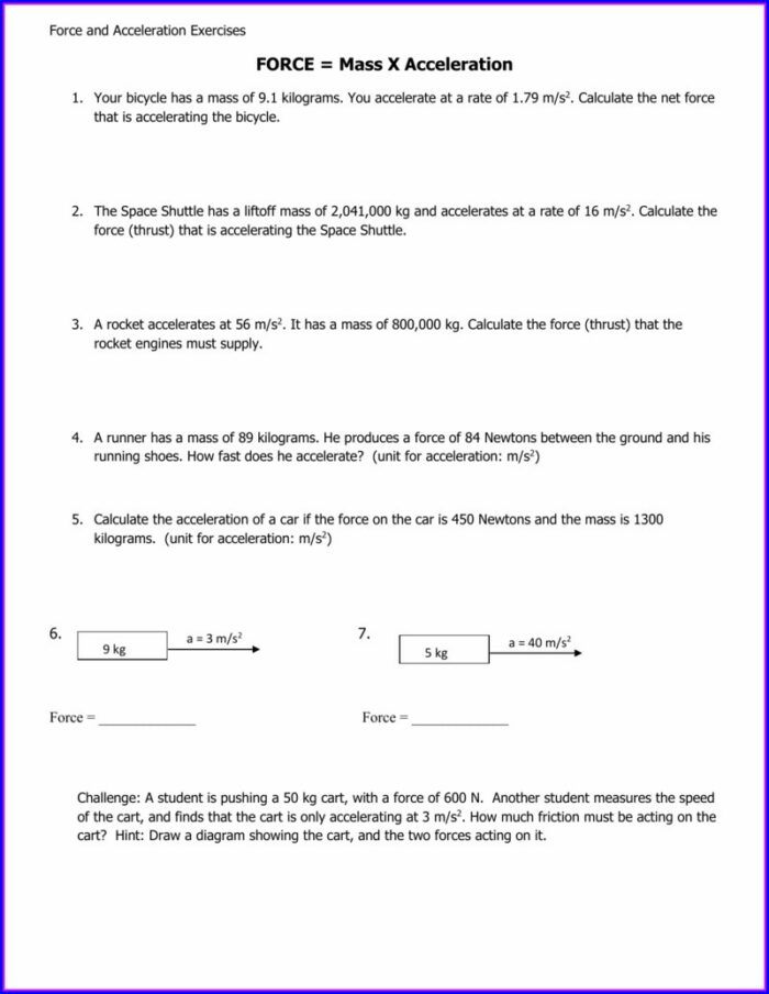 Acceleration Worksheet Answers Physical Science