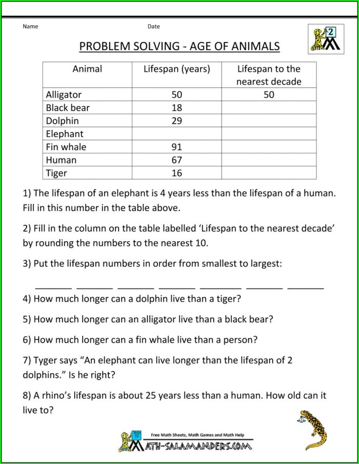 Age Word Problems Worksheet With Answers Pdf