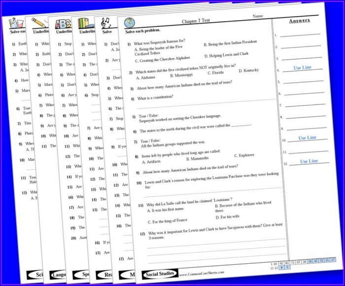 Answer Key 5th Grade Common Core Math Worksheets Answers