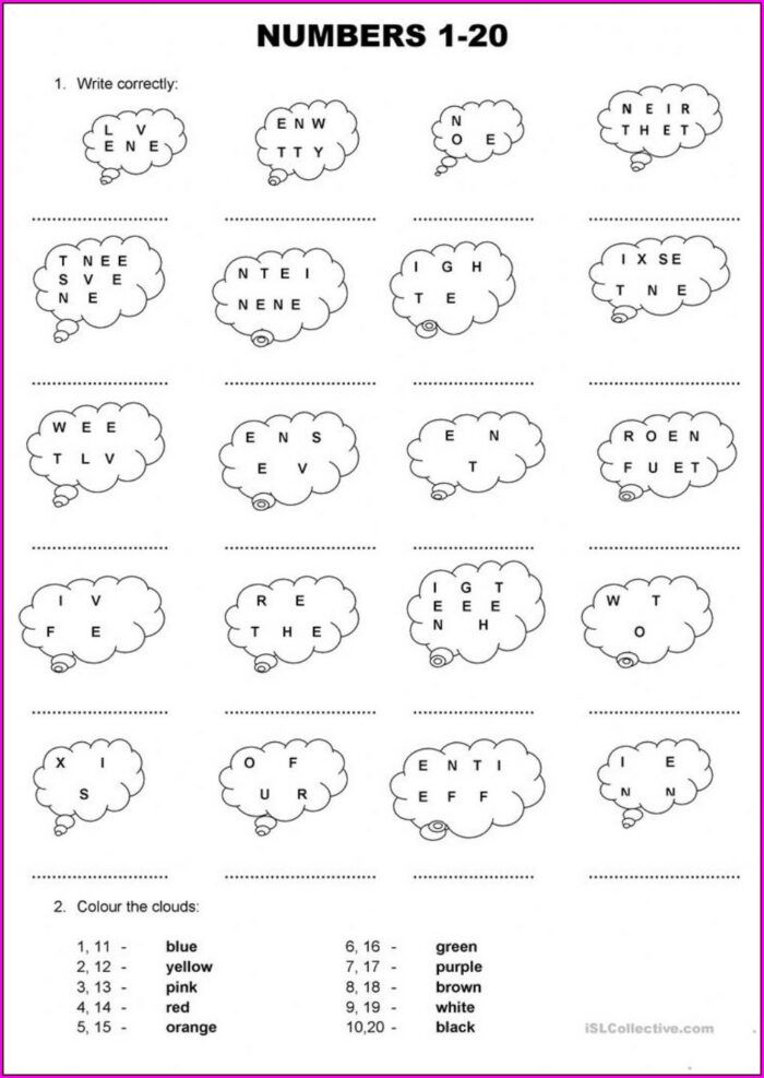 Before And After Activity After Numbers Worksheet 1 20