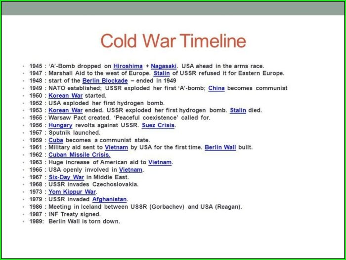Cold War Overview And Timeline Worksheet Answers