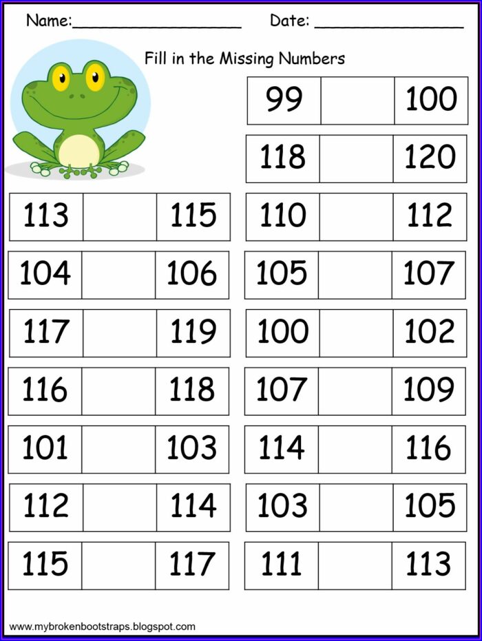Comparing Numbers Worksheet For First Grade