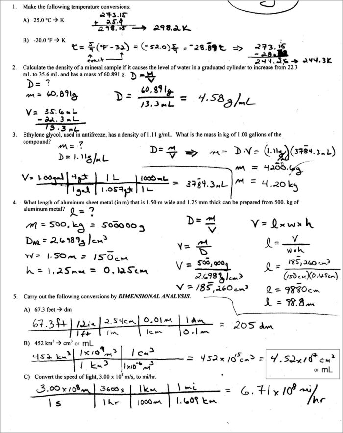 Density Graph Worksheet Answers