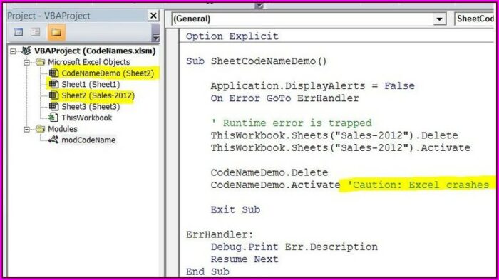 Excel Vba Get Worksheet By Codename
