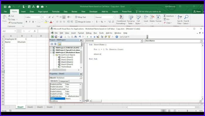 Excel Vba Worksheet Cell Value